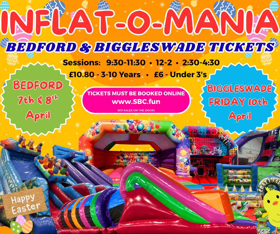 Inflat-o-Mania inflatable event in Bedford and Biggleswade for Easter half term